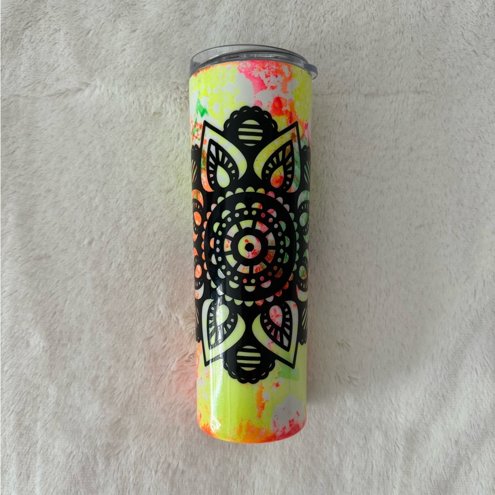 MOVING SALE - multicolored mandala tumbler ✰ maximalist // boho // tie dye